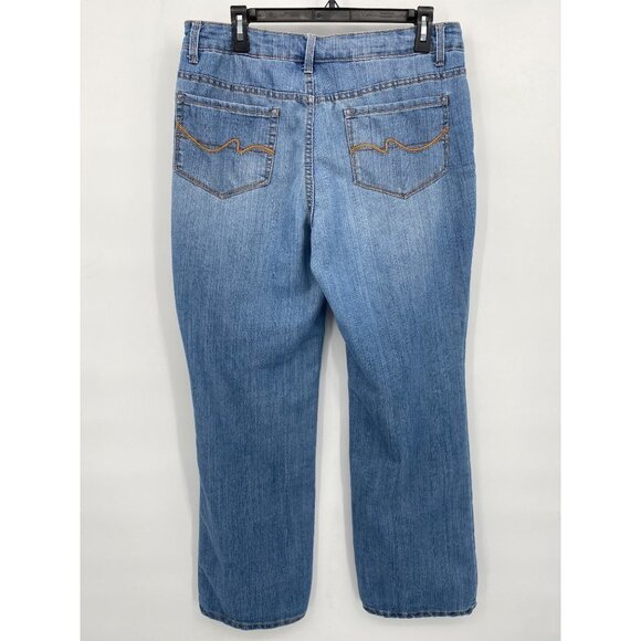 Faded Glory Womens Stretch Boot Cut Denim Jeans Size 12 Blue Washed 5 Pocket - Picture 2 of 13